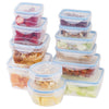 24 Pc Reusable Kitchen Containers w/Vented Lids – Plastic Food Containers – Microwavable Containers (Blue Lids)
