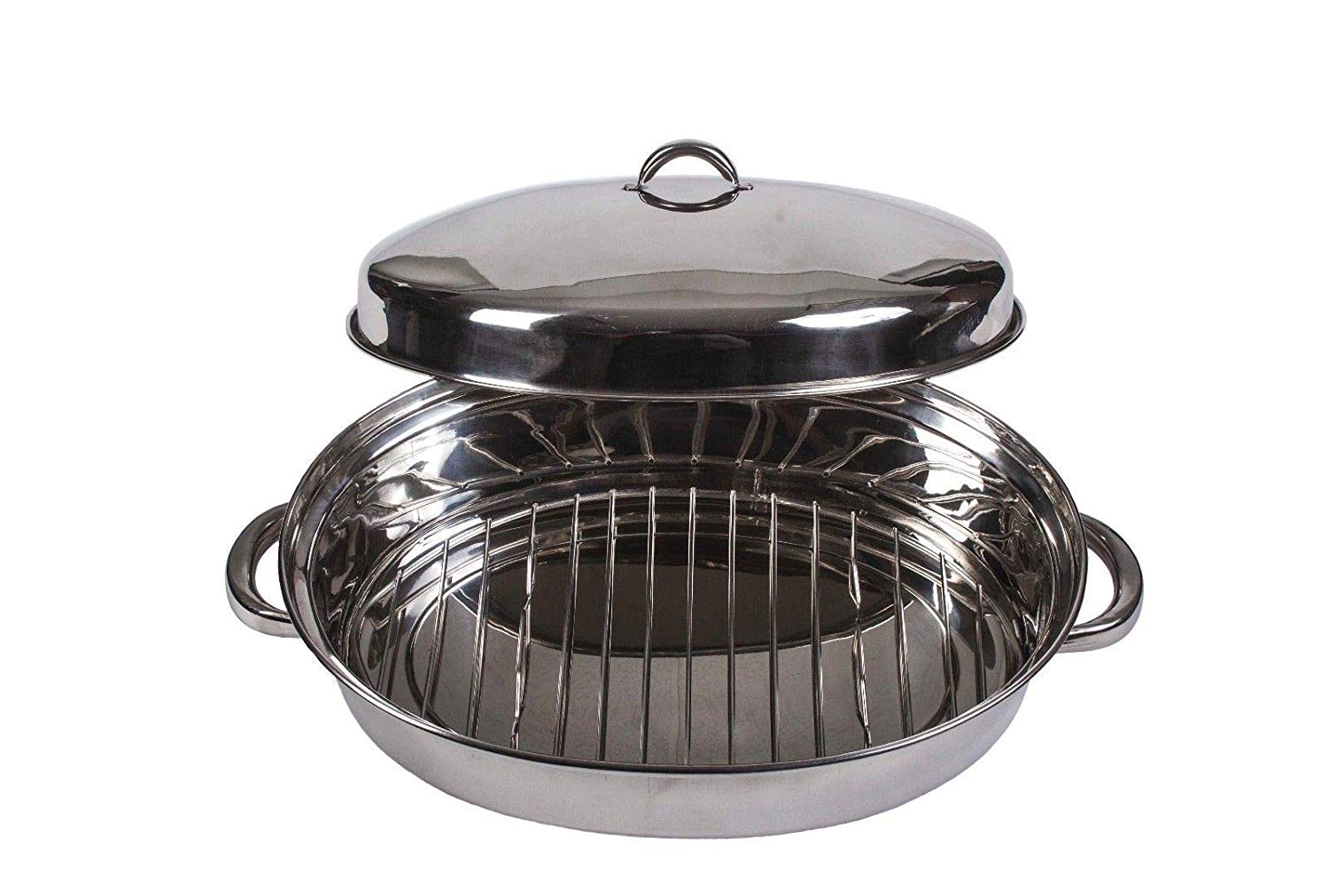 Oval Roaster Pan with Lid – Oven Roaster Pans – Roasting Pan with Lid – Stainless Steel Roasting Pan
