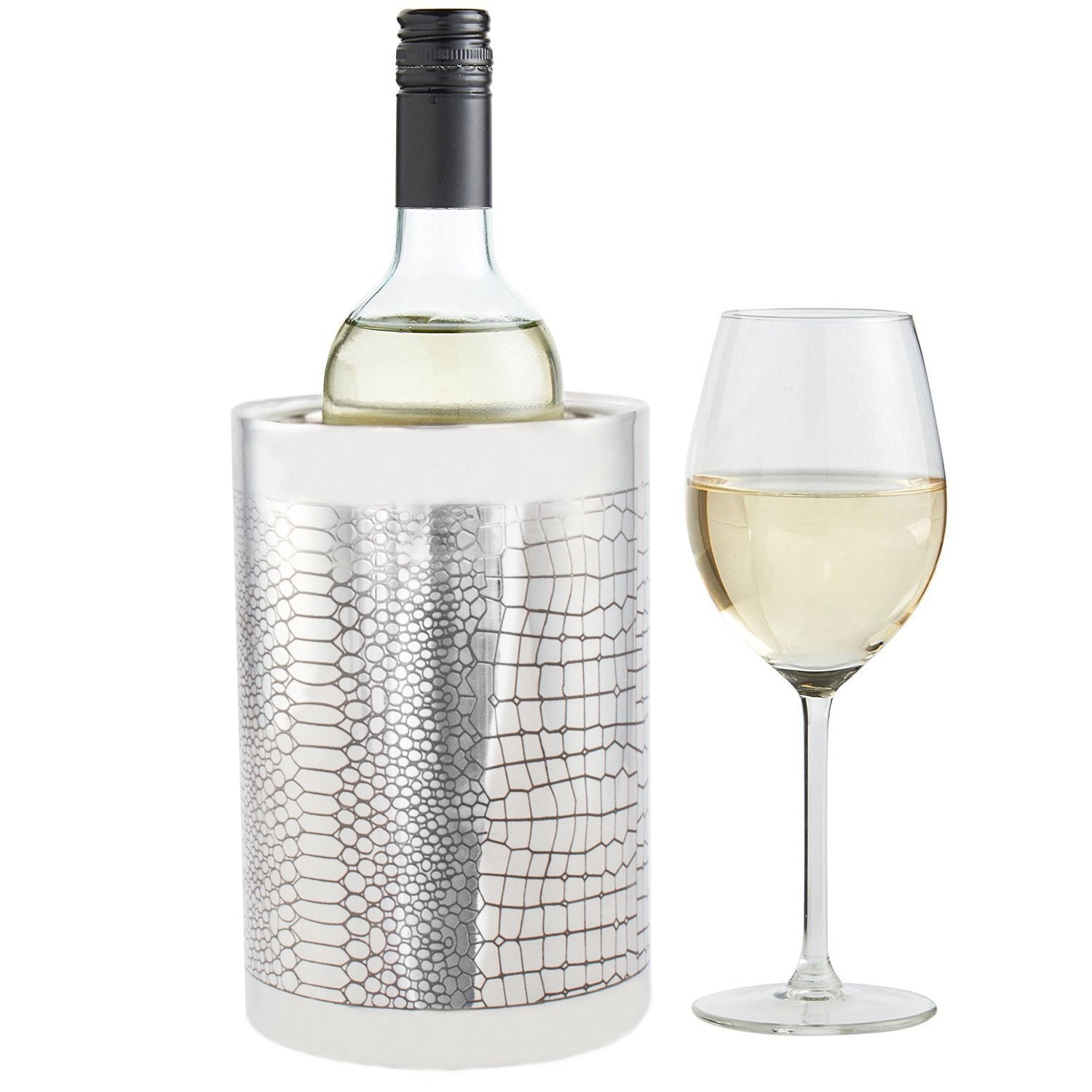 Double Wall Small Wine Cooler - Reptile Design Brass Bottle Cooler Ice Bucket
