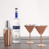 3 pc Copper Stainless Steel Martini Gift Set - 2 Large Martini Glasses and Shaker Set - Copper Martini Shaker Set (Copper)