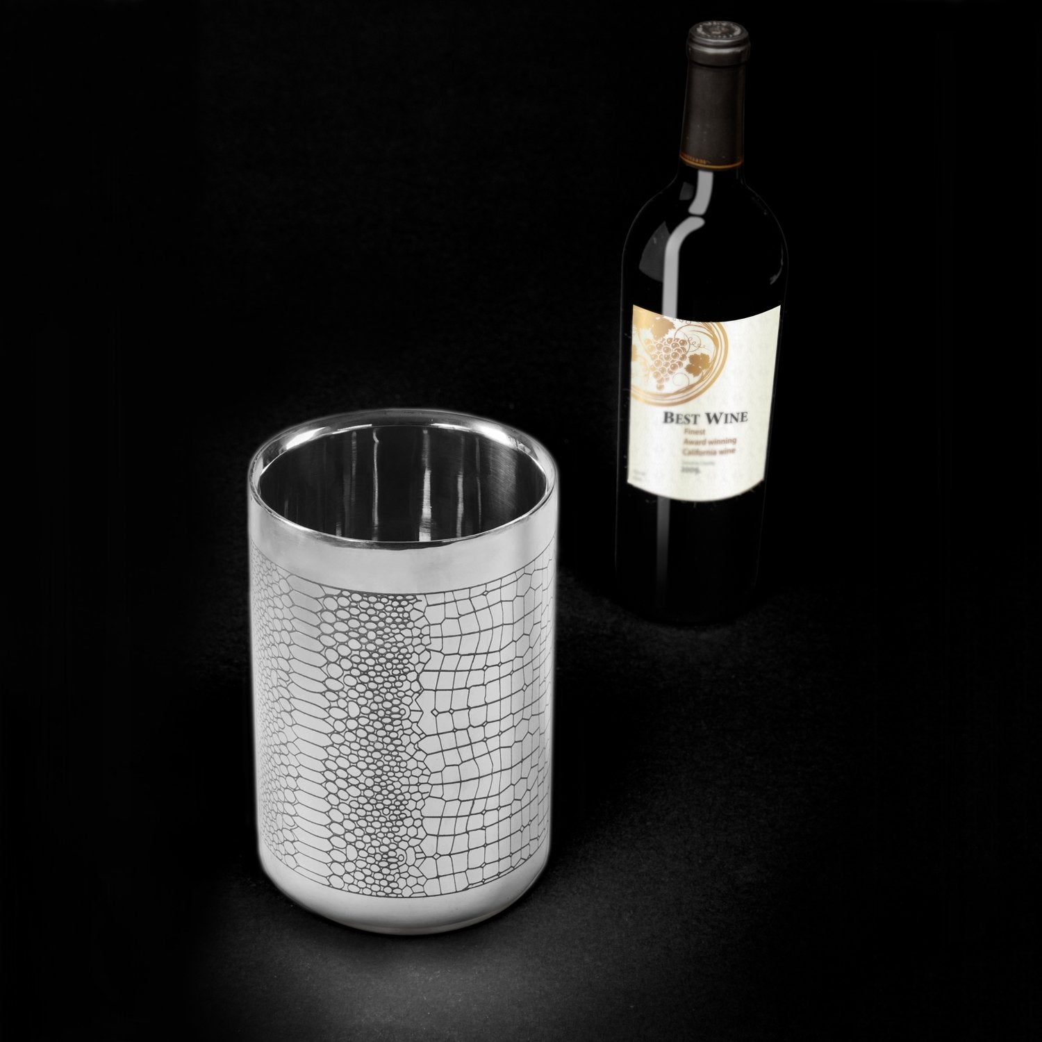 Double Wall Small Wine Cooler - Reptile Design Brass Bottle Cooler Ice Bucket