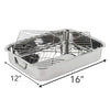 Roasting Pan - Heavy Duty Stainless Steel 16" Lasagna Turkey Roaster Pan W/ Rack