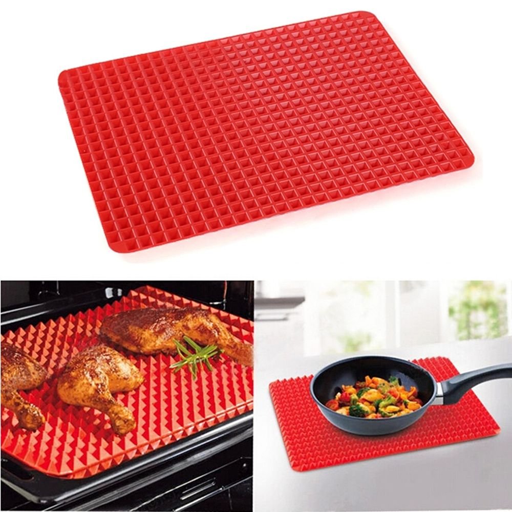 Premium Healthy Chef Baking Mat - Raised Pyramid Non-Stick Baking Sheet - Red
