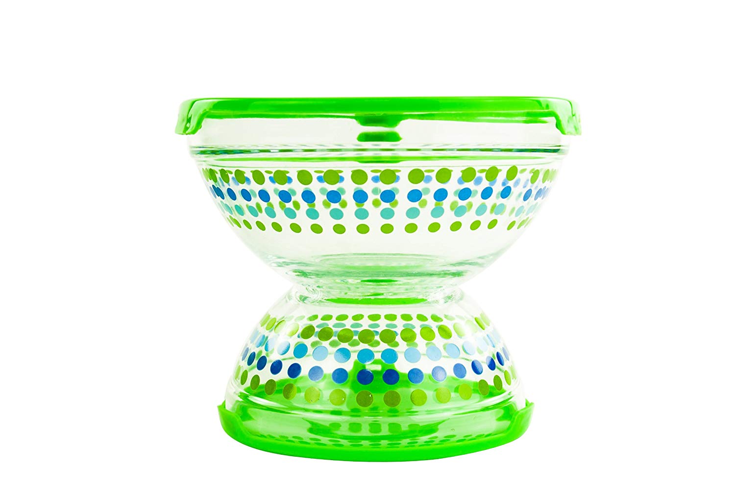 All Purpose Glass Bowls and Food Storage Containers 10 Pcs Set - Glass Lunch Bowls Set with Snap Tight Green Lids (MultiColor Polka Dots)