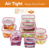 24 Pc Reusable Kitchen Containers w/Vented Lids - Plastic Food Containers - School Office Work Microwavable Containers (Red Lids)
