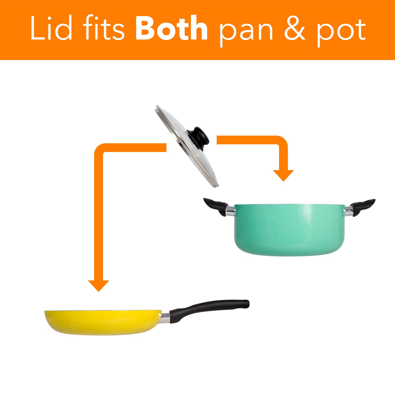 8 Piece Rainbow Nonstick Cookware Set Kitchen Pots Sauce Fry Pan With Glass Lid