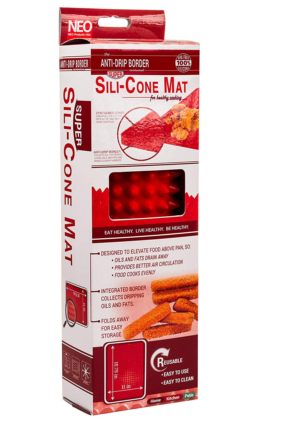 Premium Healthy Chef Baking Mat - Raised Pyramid Non-Stick Baking Sheet - Red