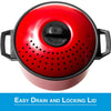 2 Pc Chef Quality Pasta Pot with Strainer Lid - 6 Qt & 2 Qt Red Stock Pot or Pasta Cooker