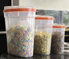 Plastic Cereal Dispensers 3 pc Set - BPA Free Plastic Food Storage Containers - Airtight Dry Food Storage (Red)