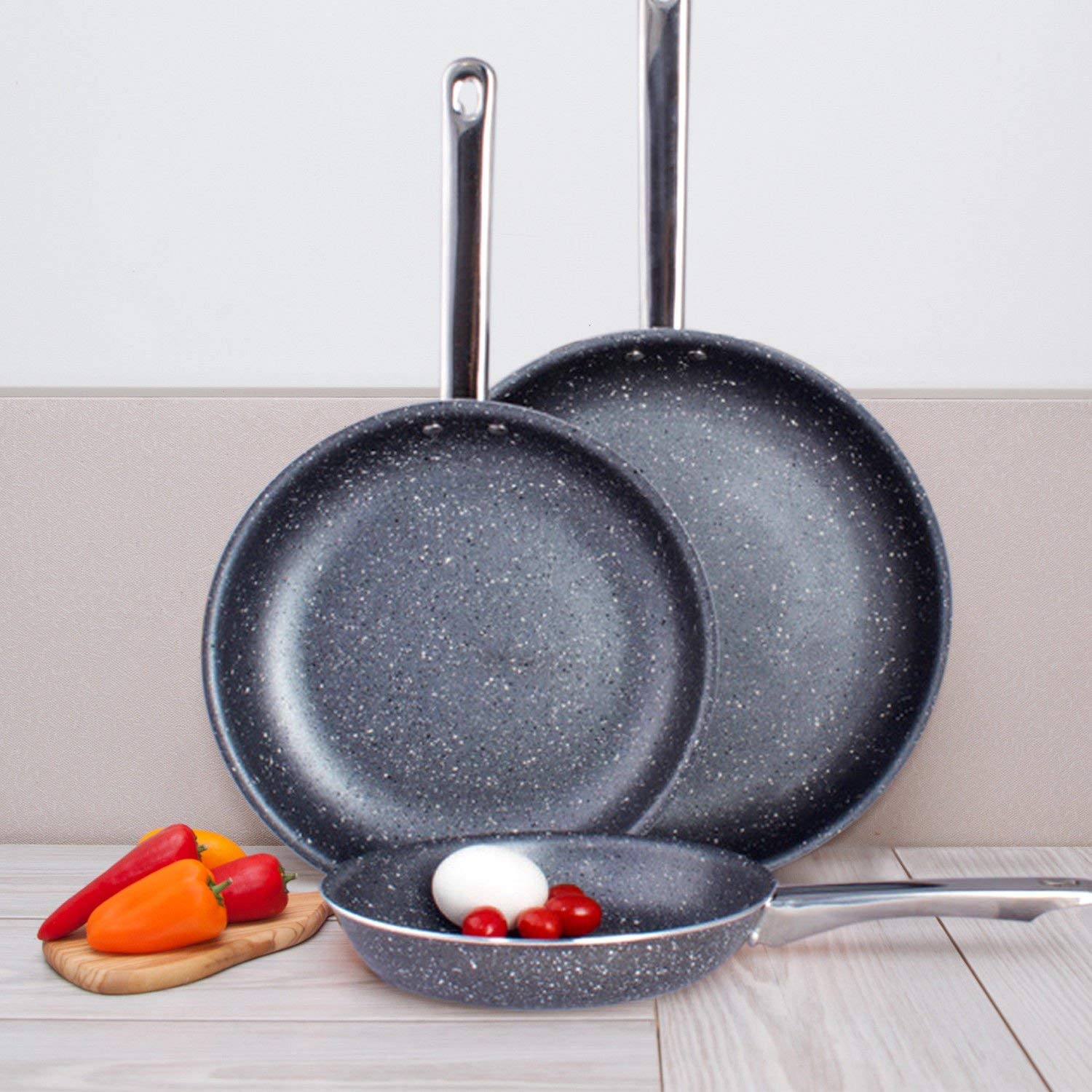 Nonstick Frying Pan – 8”, 10”, and 12” Aluminum Pans – Ceramic Coated Aluminum Fry Pan – Nonstick Frying Pans in 3 Sizes (8")
