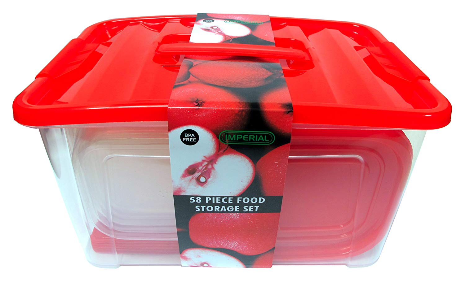 58 Piece Plastic Food Container Set - 29 Plastic Storage Containers with Air Tight Lids Red