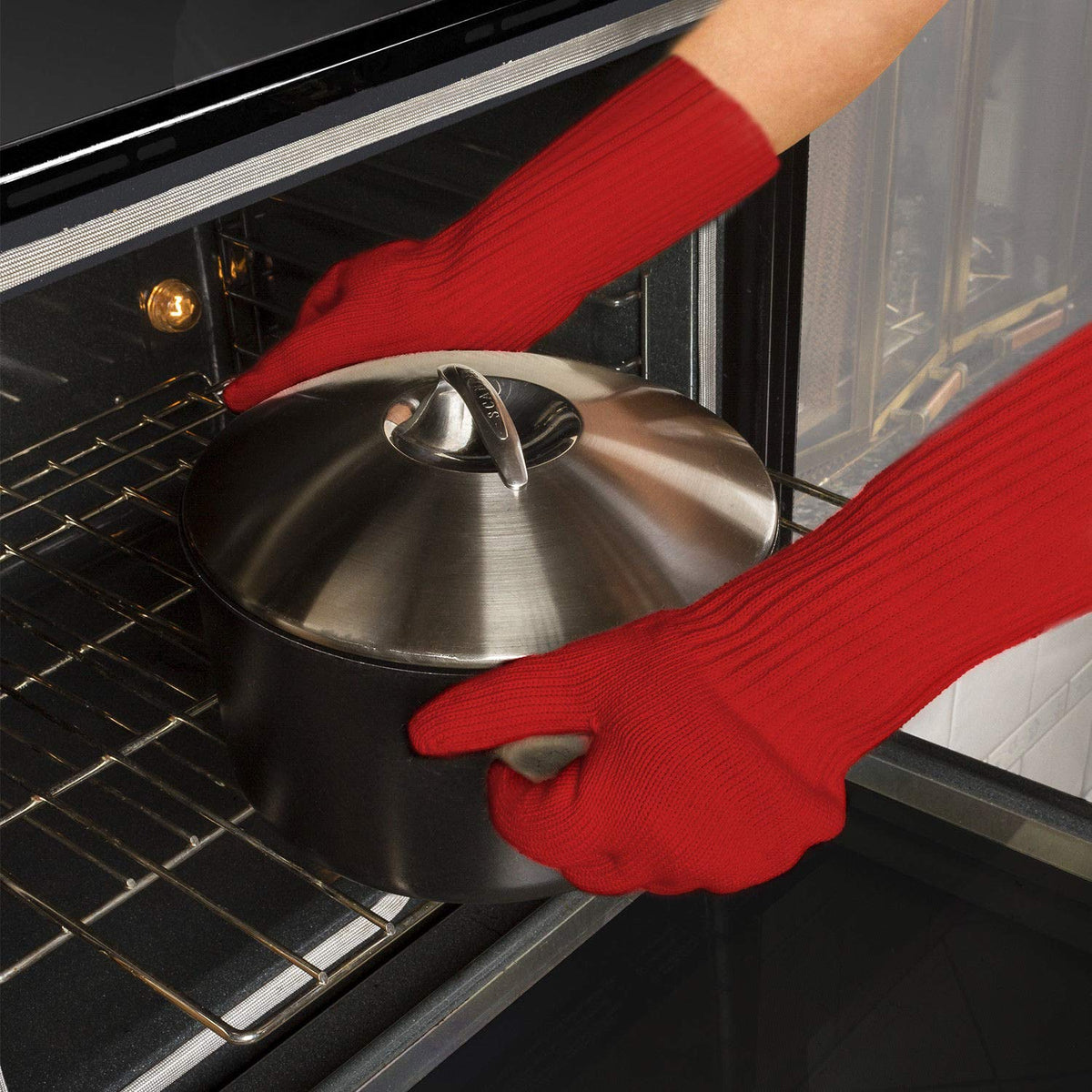 Super Oven Glove Extra Thick Extra Long Heat Resistant Oven Mitt Pot H –  Icydeals