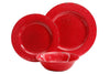 Gibson Studio Mauna Heavy Weight Melamine Dinnerware Set (12 Piece), Red Rustic (Pack of 12)