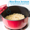 2 Pc Chef Quality Pasta Pot with Strainer Lid - 6 Qt & 2 Qt Red Stock Pot or Pasta Cooker