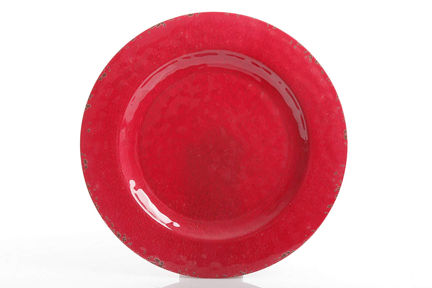 Gibson Studio Mauna Heavy Weight Melamine Dinnerware Set (12 Piece), Red Rustic (Pack of 12)