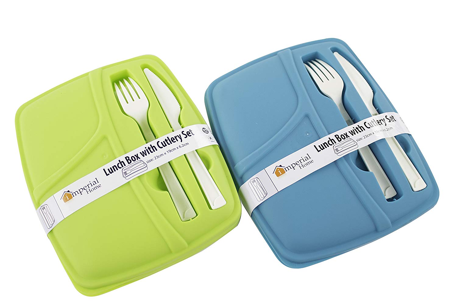 Plastic Bento Lunch Box - Food Storage Containers with Cutlery Set