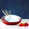 Healthy Nonstick Ceramic Coated Frying Pan - 3 Pcs Eco Friendly Durable Fry Pan Cookware Set (8", 10" & 12" Pans) (Red Stainless Steel)