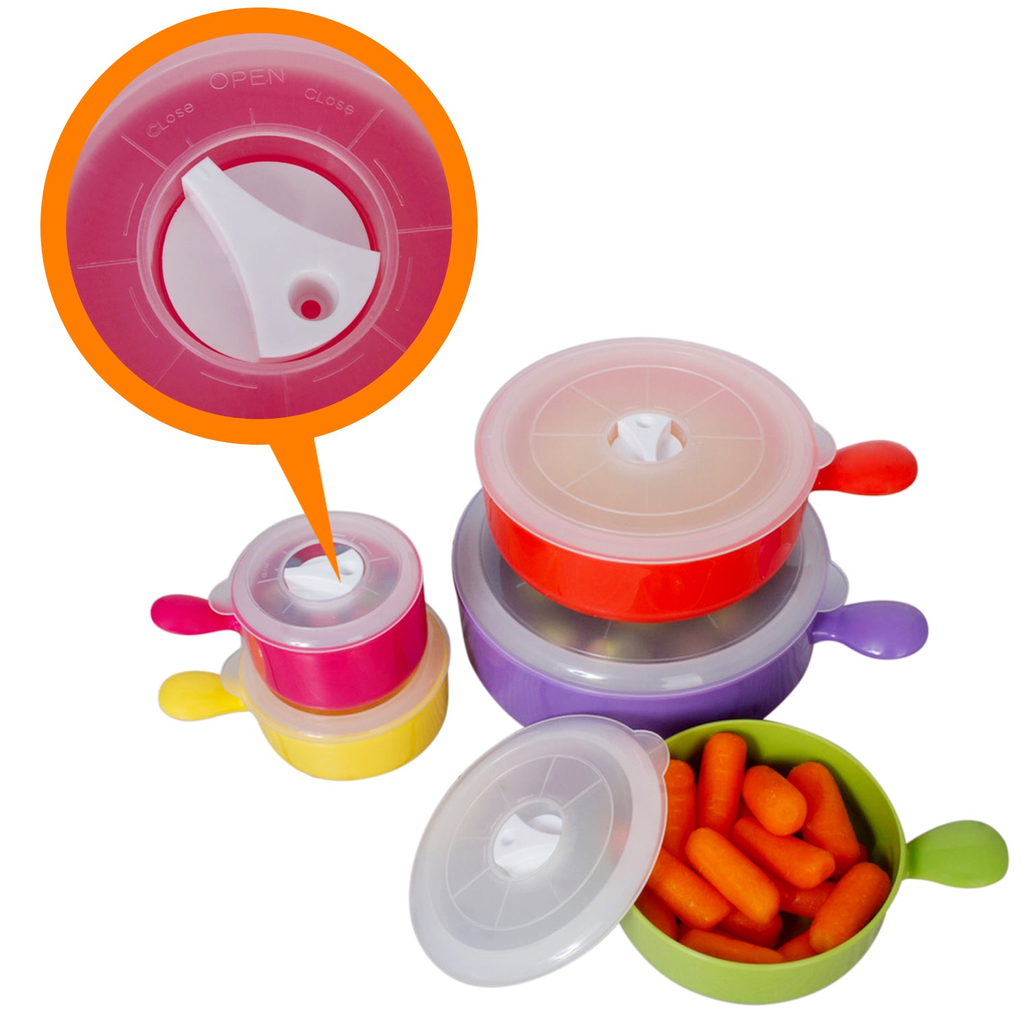 10 Pcs Microwave Safe Plastic Bowl Set W/ Lid - Colorful Food Storage Containers