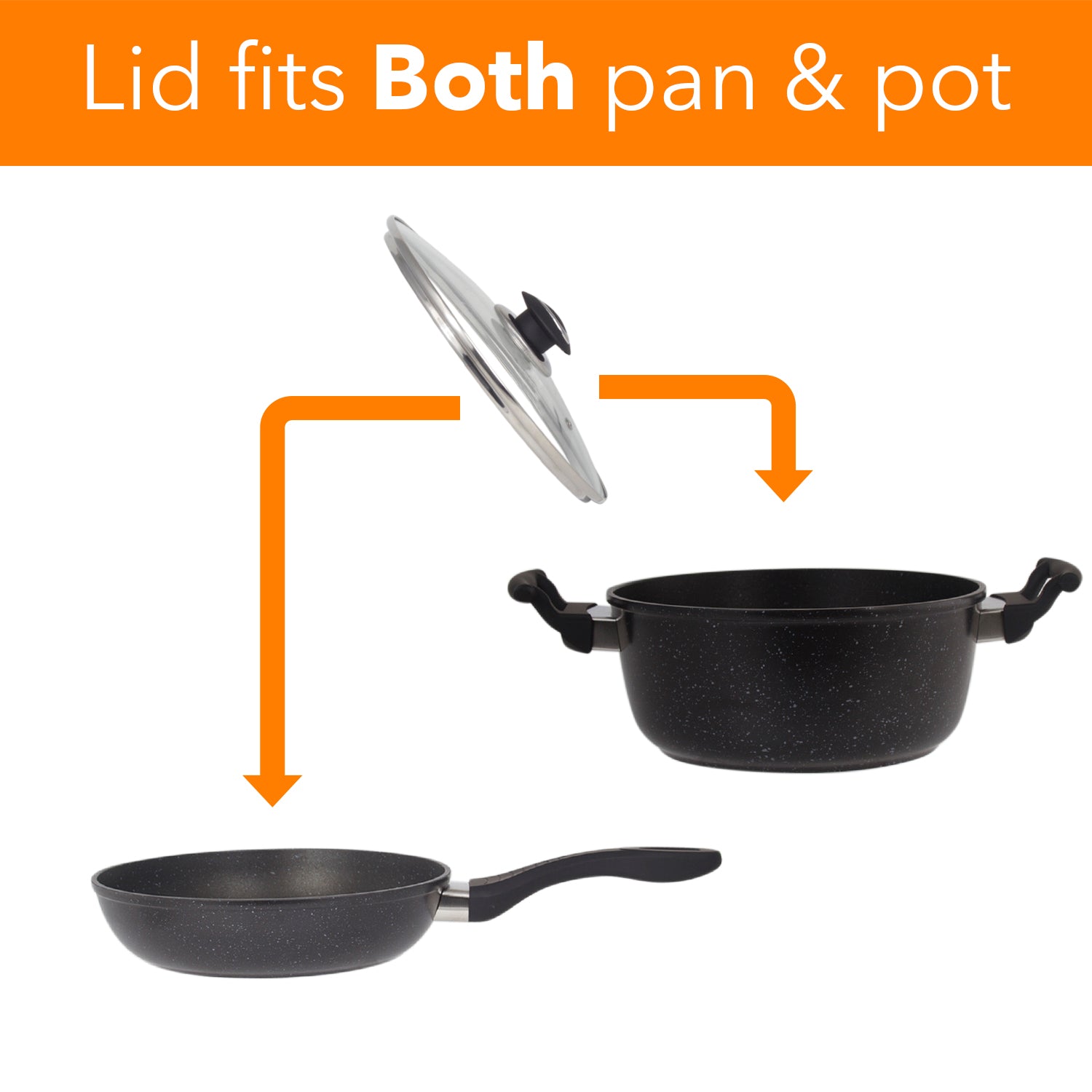 Marble 7 Pieces Aluminum Non Stick Cookware Set - Stockpot Sauce Fry Pan Set