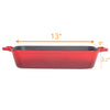 Heavy Duty Red Enameled Cast Iron Roasting Pan 13" X 9" Lasagna Pan Roaster