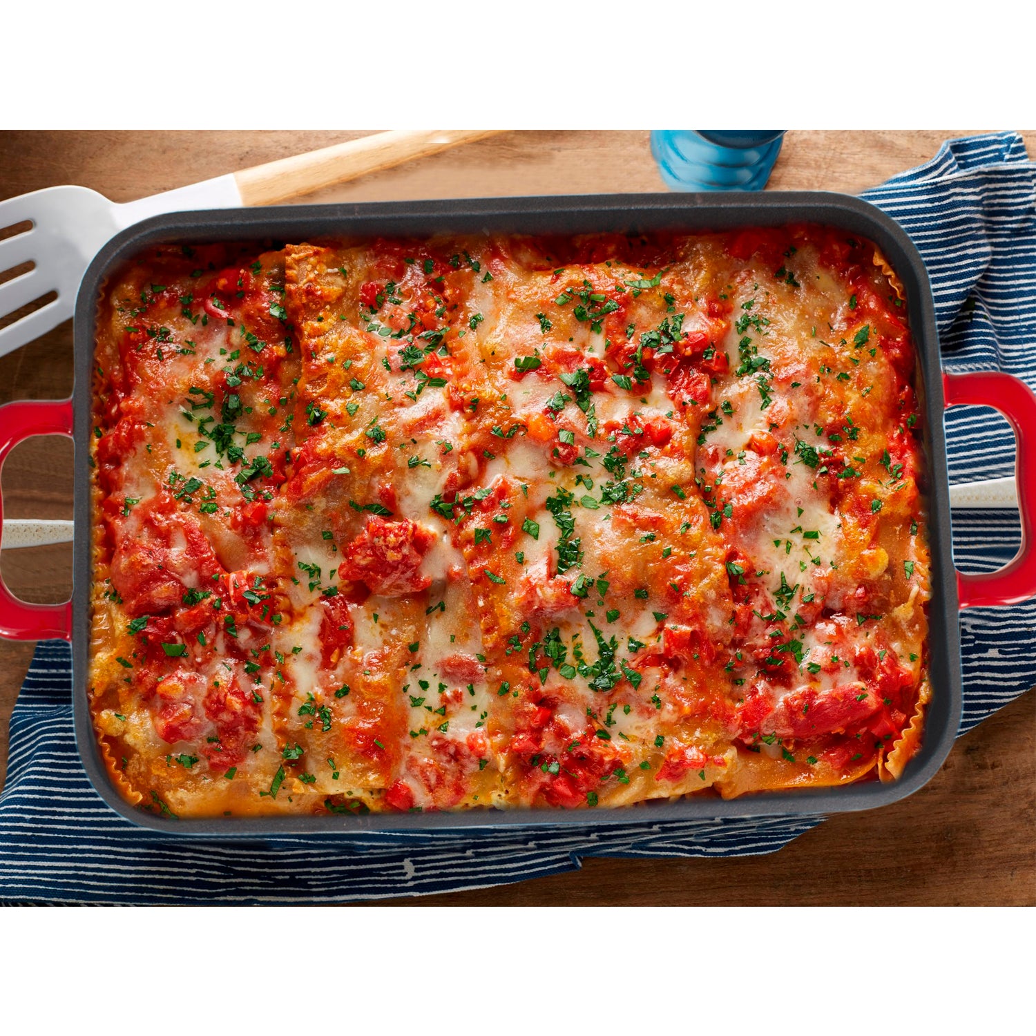 Heavy Duty Red Enameled Cast Iron Roasting Pan 13" X 9" Lasagna Pan Roaster