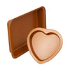 2 Cake Pan Set – Rectangle Cake Pan & Heart Cake Pan – Valentines Day Cake Pan - Copper Cake Pans Set