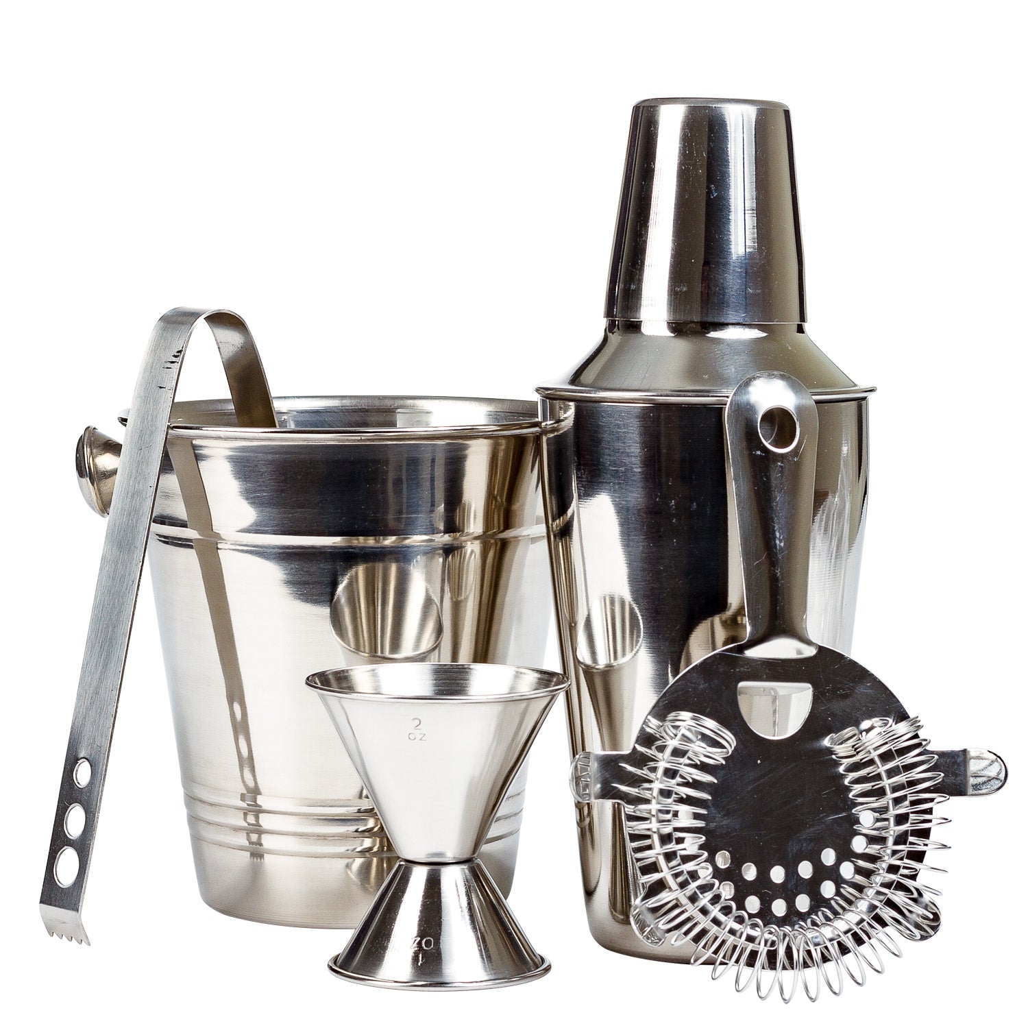 5 Pcs Stainless Steel Cocktail Shaker Bar Set With Ice Bucket, Bar Accessories - Bartending Tools Cocktail Maker