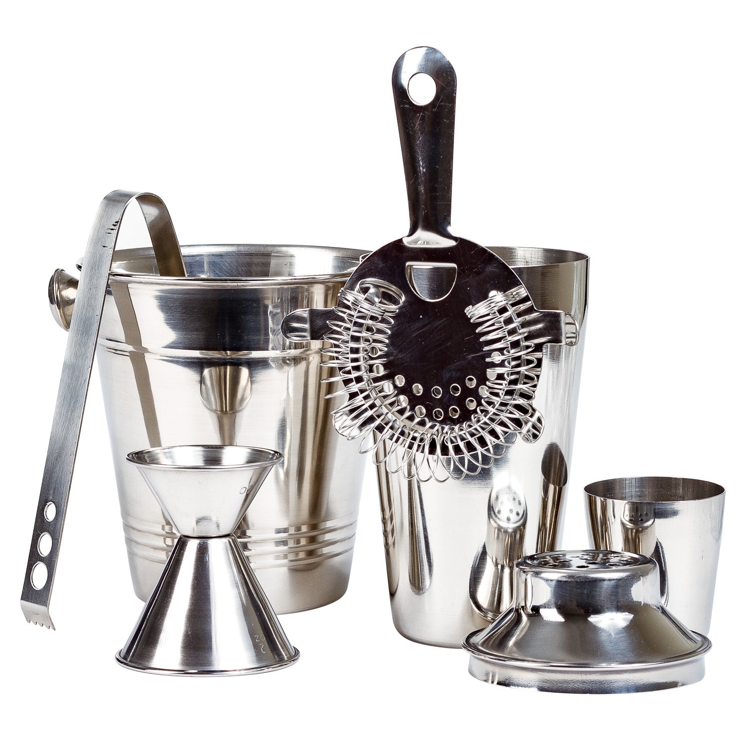 5 Pcs Stainless Steel Cocktail Shaker Bar Set With Ice Bucket, Bar Accessories - Bartending Tools Cocktail Maker