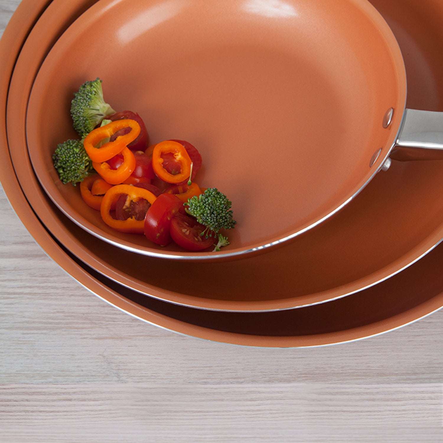 Healthy Nonstick Ceramic Coated Frying Pan - 3 Pcs Eco Friendly Durable Fry Pan Cookware Set (8", 10" & 12" Pans)