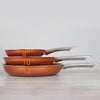 Healthy Nonstick Ceramic Coated Frying Pan - 3 Pcs Eco Friendly Durable Fry Pan Cookware Set (8", 10" & 12" Pans)
