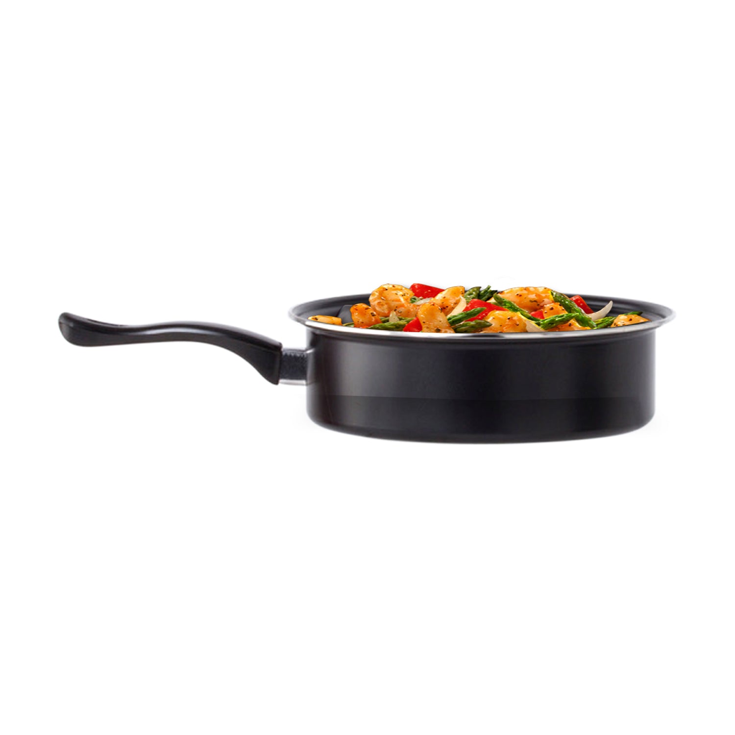 8 Pc Carbon Steel Non Stick Cookware Set W/Utensils Dutch Oven Fry Sauce Pan - Carbon Steel Cookware Set - Carbon Steel Pans & Pots with Utensils (Black)