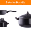 Cookware set Kitchen Pasta Pot W/ Strainer Lid Sauce Frying Pan 8 pcs. Set BLACK