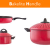 Cookware set Kitchen Pasta Pot With Strainer Lid Sauce Frying Pan 8 pcs. Set Red