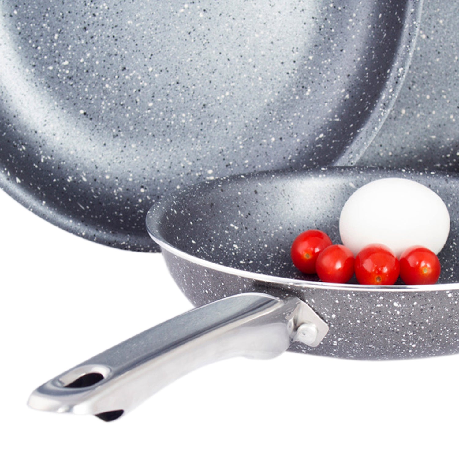 Healthy Marble Non Stick Frying Pan Set, 3 Pcs, Black