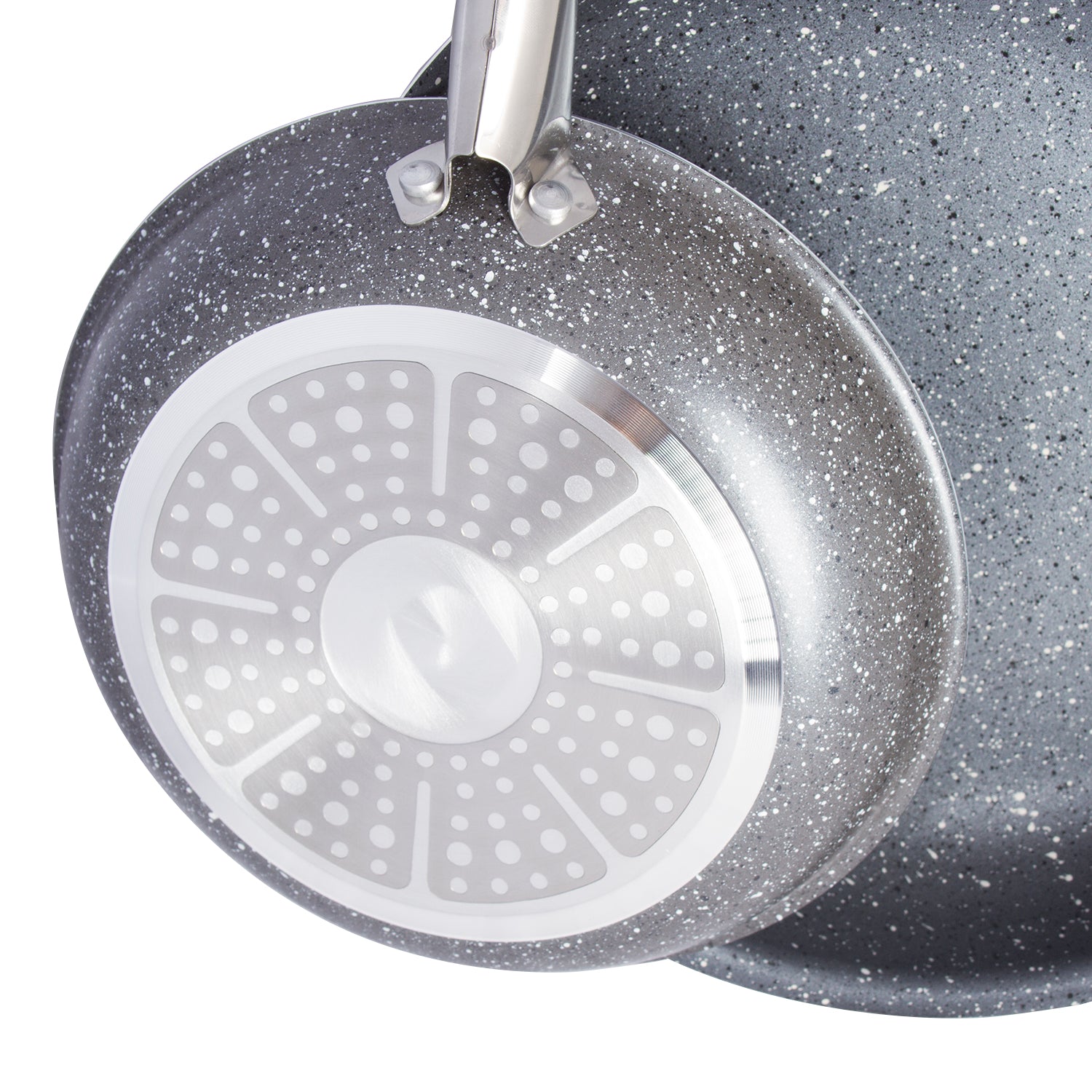 Healthy Marble Non Stick Frying Pan Set, 3 Pcs, Black