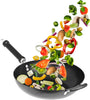 12” Carbon Steel Wok with Spatula, Tongs, Spoon, Grill, and Lid – Nonstick Wok with Wok Tools