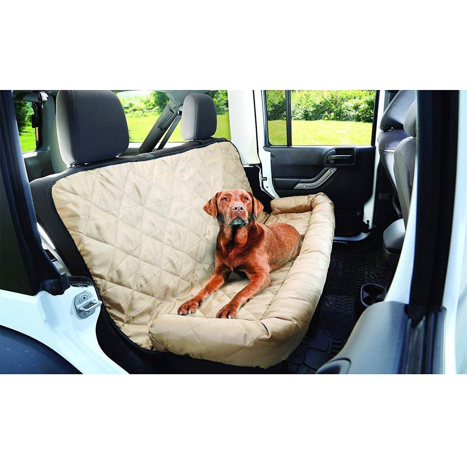 Quilted Comfy Dog Car Seat Covers - Light Brown Car Seat Cover for Dogs