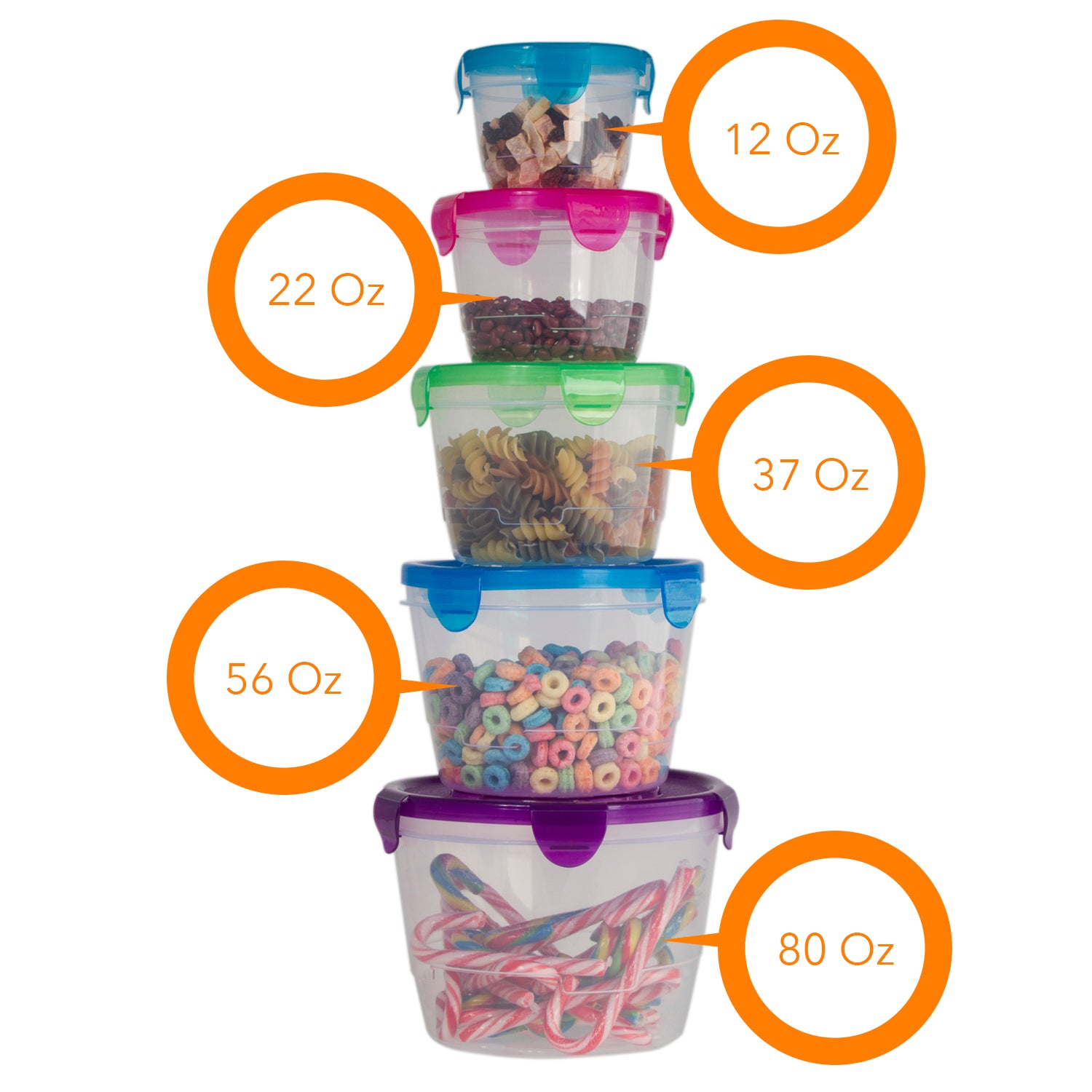 10 Pc Reusable Refrigerator Containers - Freezer Storage Containers - Work Lunch Microwave Containers (Round)