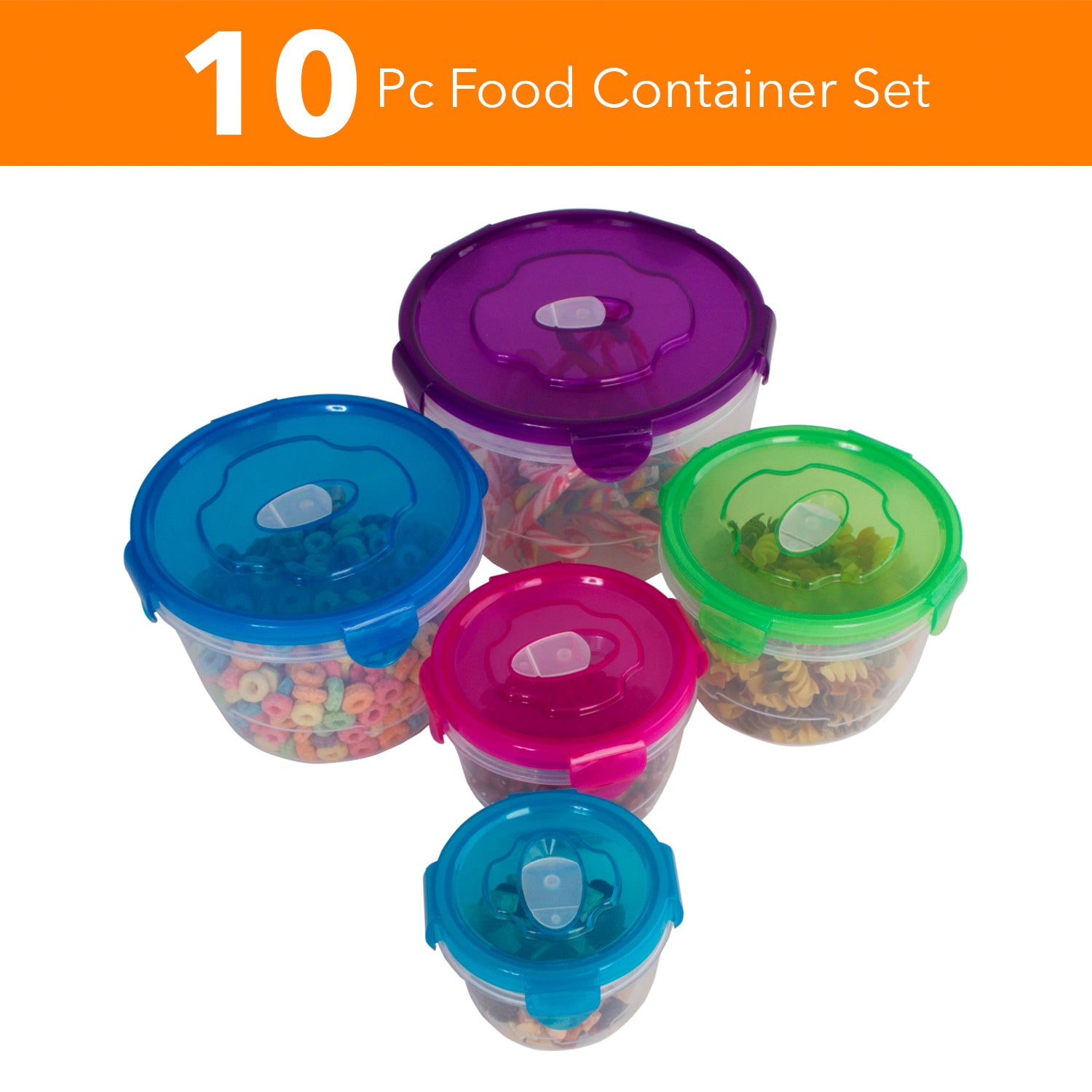 10 Pc Reusable Refrigerator Containers - Freezer Storage Containers - Work Lunch Microwave Containers (Round)
