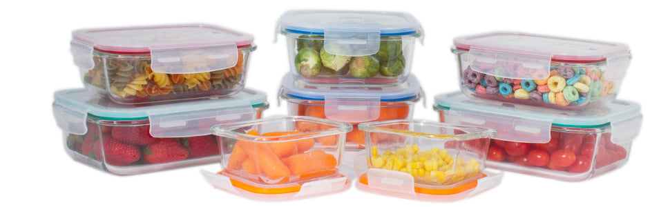 16 Pcs Set Glass Storage Containers with Lids/Glass Food Storage Containers Airtight/Glass Containers With Lids - Glass Meal Prep Containers Glass Food Containers - Glass Lunch Container