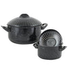Set of 2 High Quality Pasta Pot w/ Strainer Lid - Pasta Cooker Stock Pot