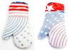 Heat Resistant Silicone Oven Glove - BBQ Mitt White & Red - Blue Star