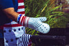 Heat Resistant Silicone Oven Glove - BBQ Mitt White & Red - Blue Star
