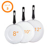 Healthy Nonstick Ceramic Coated Frying Pan - 3 Pcs Eco Friendly Durable Fry Pan Cookware Set (8", 10" & 12" Pans)