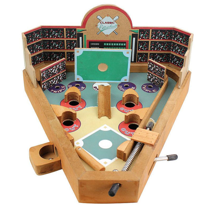 Baseball Pinball Tabletop Skill Game - Classic Miniature Wooden Retro  Sports Arcade Desktop Toy for Adult Collectors and Children by Hey! Play!