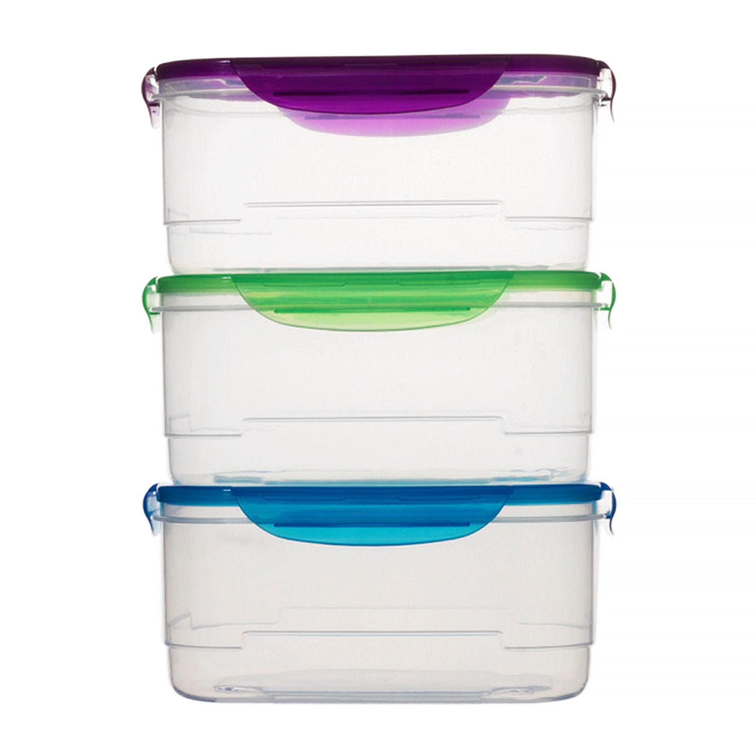 3 Pack Clip Lock Plastic Rectangle Storage Box - Airtight Large Food Containers