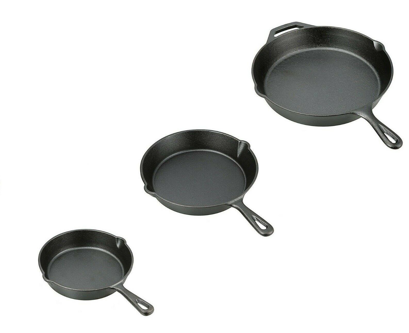 Cast Iron Pans 3 Set – 6”, 8”, 10” Cast-Iron Pans – 3 Pc Cast Iron Fry Pan Set