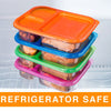 8 Pc Meal Containers Adult Lunch Boxes - 3 Compartment Lunch Containers (Multi Color Lids) - Microwave Safe Containers
