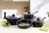 Professional Quality Nonstick Carbon Steel 7 pcs. Cookware Set - Black