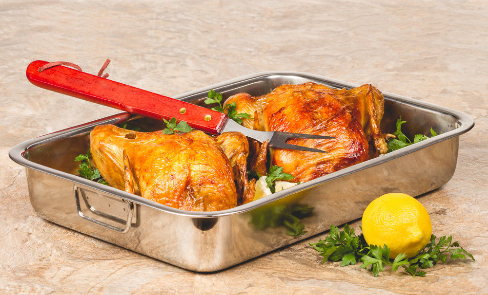 Roasting Pan - Heavy Duty Stainless Steel 16" Lasagna Turkey Roaster Pan W/ Rack